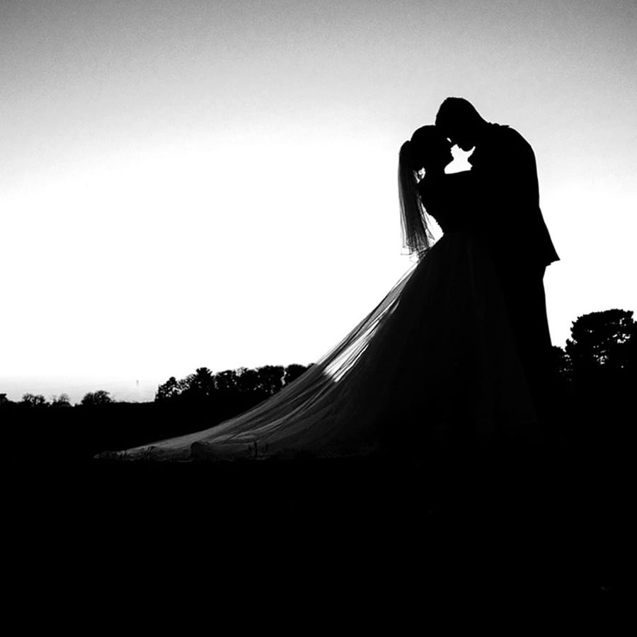 Bride and groom silhouette Wirral wedding photography